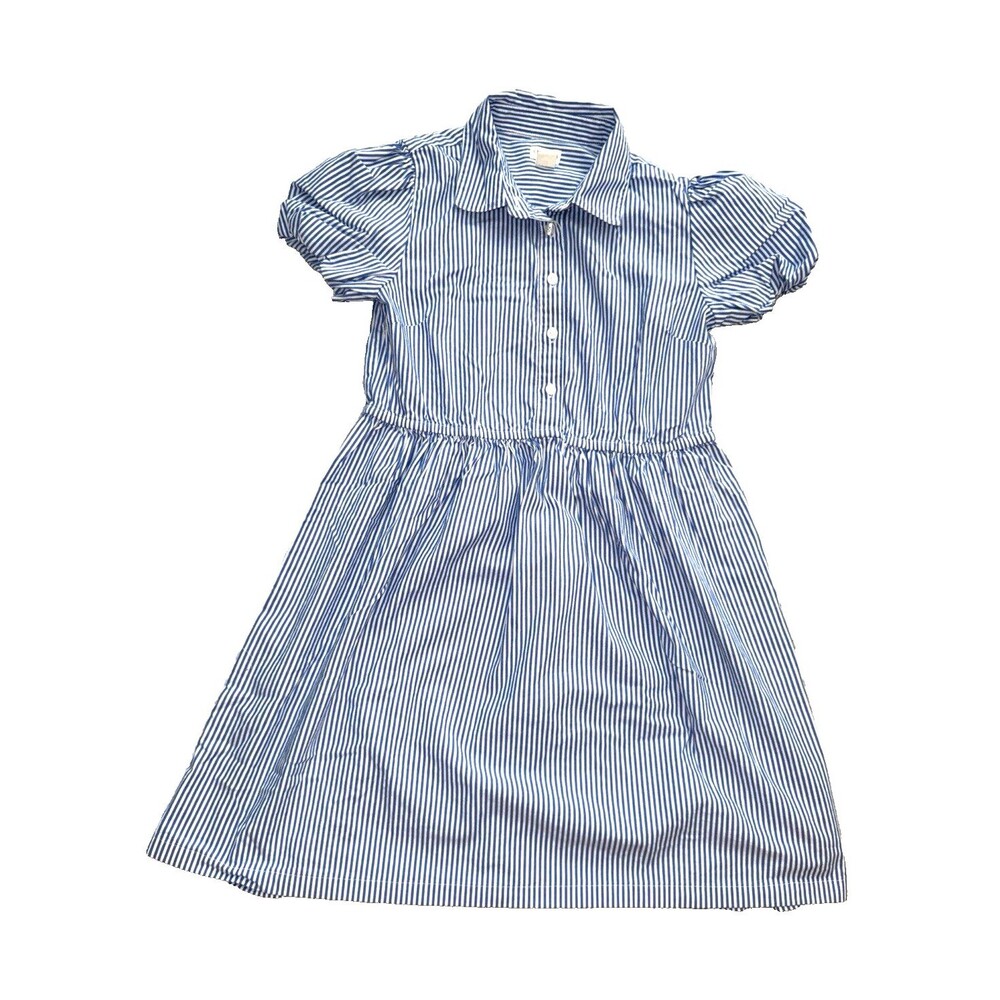 Crewcuts Blue & White Striped Dress Size 12 Girls Cotton Classic Preppy Summer